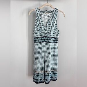 Max Studio Sleeveless Geometric Midi Dress in Blue and Black